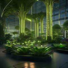 Bioengineered flora, glowing plants and flowers in a futuristic botanical garden2