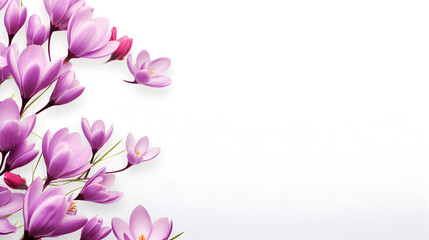 Obraz premium spring flowers on white background with copy space