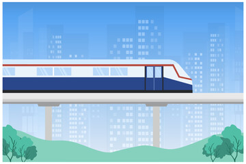 BTS Sky train vector Illustration. Transportation concept