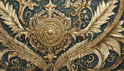 golden ornament on a wall illustration 