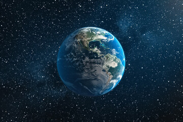 Abstract space and planet Earth. Background for design with selective focus and copy space.
