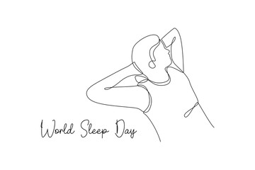 Obraz premium Continuous one line drawing World sleep day concept. Doodle vector illustration.