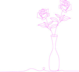Obraz premium rose flower vase line art