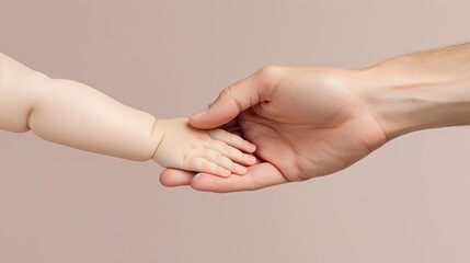 Hands of a man and a child. The concept of caring for the child. Generative AI