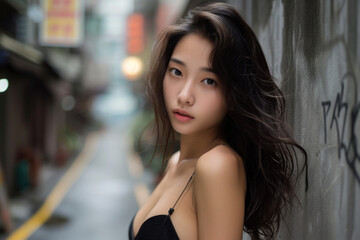 Obraz na płótnie Canvas hongkong asian woman in pose