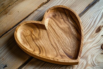 Wooden heart. Backdrop with selective focus and copy space