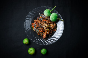 Indonesian Lombok food menu in the form of pindang fish sambel bawang, delicious spicy