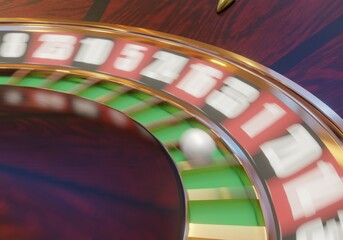 3d render of casino roulette wheel for gamble concept, gambling background.