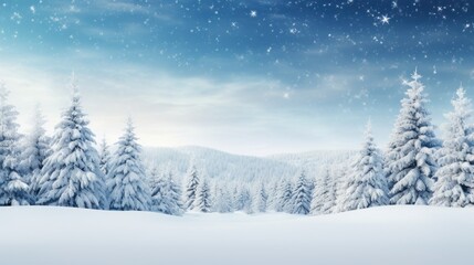 Fototapeta na wymiar Winter landscape with snowy fir trees. Christmas background. 3d render Generative AI