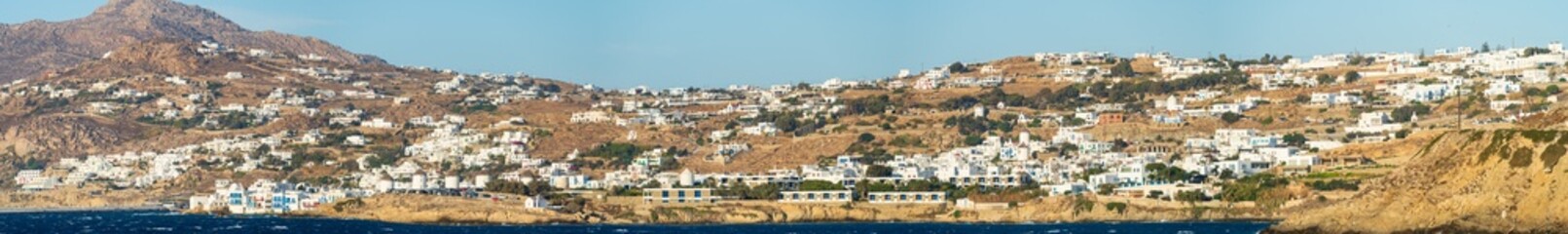 Fototapeta na wymiar Skyline of Mykonos village panorama on Mykonos island. Greece