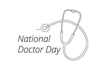 One continuous line drawing of National Doctors Day concept. Doodle vector illustration in simple linear style.