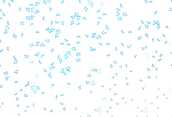 Light BLUE vector template with musical symbols.