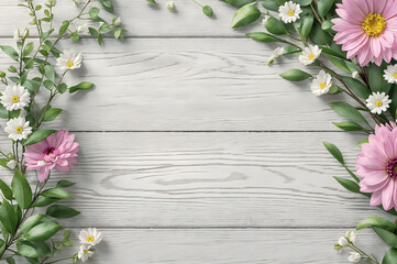 wooden plank border of flowers 5