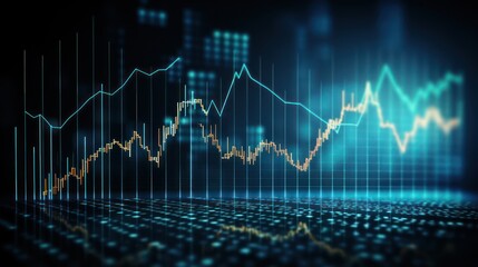 Naklejka premium A Investment finance chart infographic with ,stock market business and exchange financial growth graph., photo, on a blue background.