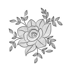 rose illustration of pencil line art with doodle style  coloring book page