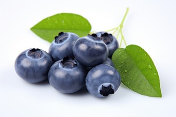 Fresh Blueberries on White Background AI Generated