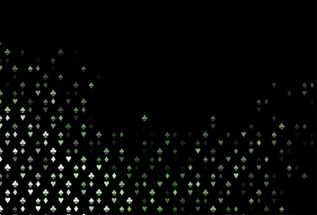 Dark Green vector background with cards signs.