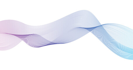 Abstract blue purple gradient flowing wave line pattern on white background