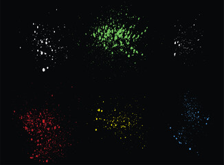 Realistic green, white, yellow, red, blue color vector illustration set of brush stroke bloody splatter isolated watercolor background