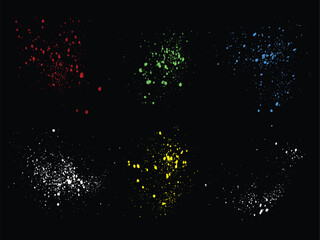 Scratch collection of blood claw green, white, yellow, red, blue color vector grunge style brush background