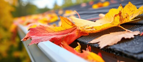Prepare the roof gutter for winter by removing autumn leaves.