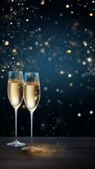 Sparkling Celebration: Party Event Background with Champagne Glasses Generative AI