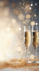 Sparkling Celebration: Party Background with Champagne Glasses and Glitter Generative AI