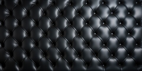 Luxurious Black Leather Tufted Furniture Background with Polished Texture AI Generated