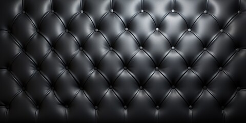 Luxurious Black Leather Tufted Furniture Background with Polished Texture AI Generated