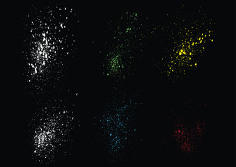 Dripping collection of splash paint ink yellow, red, green, blue, white color brush stroke vector blood stain background