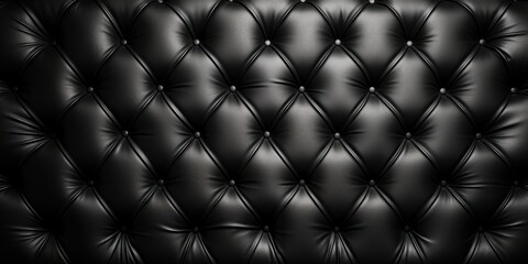 Luxury Black Leather Tufted Furniture Background with Polished Texture and White Buttons AI Generated
