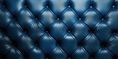 Luxury Deep Blue Leather Tufted Furniture Background with Polished Texture and Black Buttons AI Generated