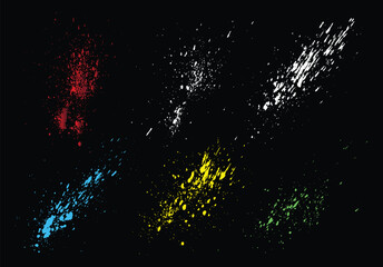 Fototapeta na wymiar Red, green, yellow, blue, white color splash blood terror hand-painted vector splash background set