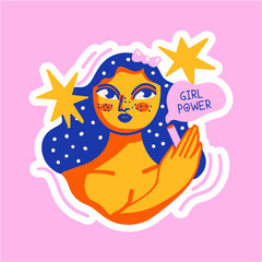 girl power quote vintage sticker design