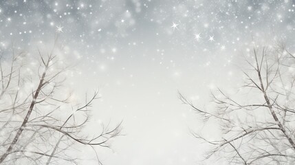 Winter forest and snowflakes. Christmas and New Year background. Generative AI