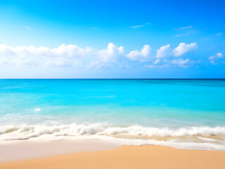 Summer Background with Ocean Waves and Beach with Copy Space for Text.