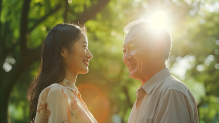 Asian love between difference age older man and young lady 