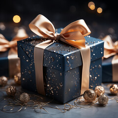 Luxury christmas gift box with ribbons