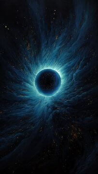 Stellar Abyss: Abstract Space Blue Black Hole Amidst a Galaxy of Stars