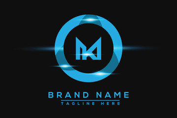 MK Blue logo Design. Vector logo design for business.