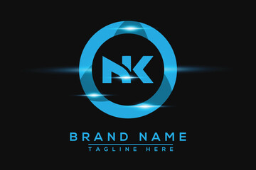 NK Blue logo Design. Vector logo design for business.