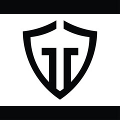 monogram vector design in the shape of a shield and forming the letter 