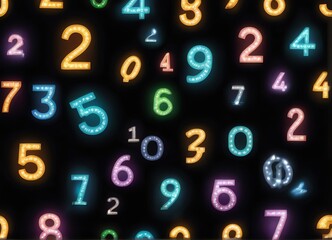 sparkling numbers glowing in the dark from Generative AI