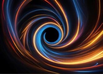 Obraz premium Abstract colorful neon in Black hole at the center of the vortex with luminous traces background from Generative AI