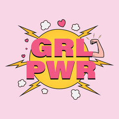 Text GRL PWR on pink background