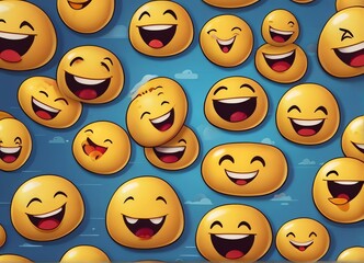 Obraz premium Cute Laughing Emoticon Emoji Character Illustration from Generative AI
