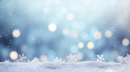 Fototapeta na wymiar Winter background with snowflakes and bokeh effect. Christmas card. Generative AI