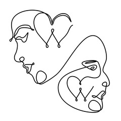 Continuous line drawing of Portrait of a Beautiful Woman's face. The Concept of Skin Beauty Care for young female models. Fashion beauty model with a white background. Vector