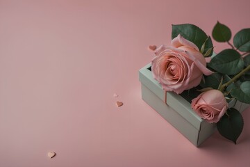 02 pink gift box and pink flowers