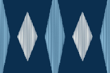 Ethnic Ikat fabric pattern geometric style.African Ikat embroidery Ethnic oriental pattern blue background. Abstract,vector,illustration.Texture,clothing,frame,decoration,motif.